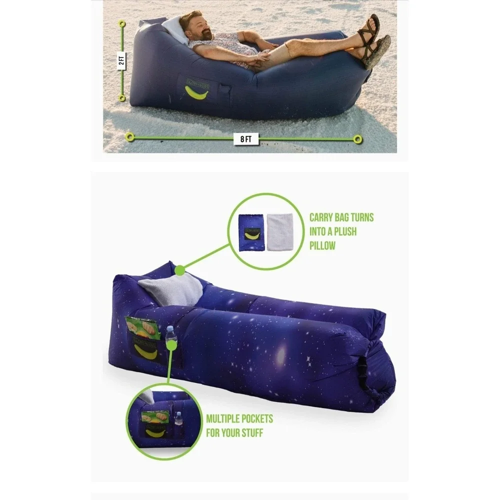 Glow‎ Nana Inflatable Air Lounger Carry Bag Blue Outdoor Camping Outdoor Movies